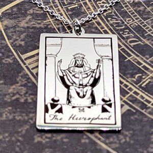 The Hierophant Tarot Card Silver Necklace